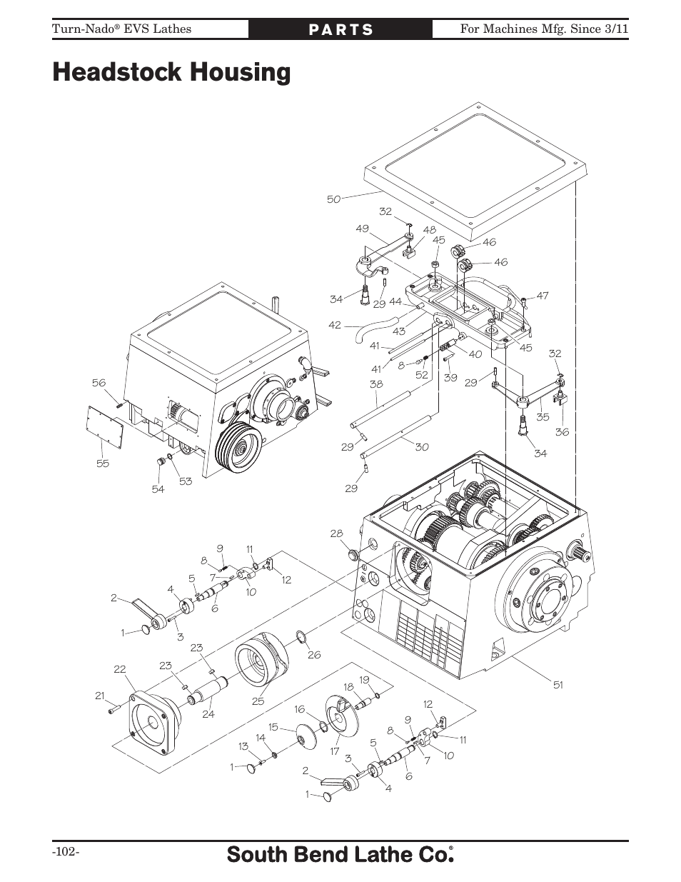 Headstock housing | Southbend Turn-Nado EVS w/DRO SB1042PF User Manual | Page 104 / 140