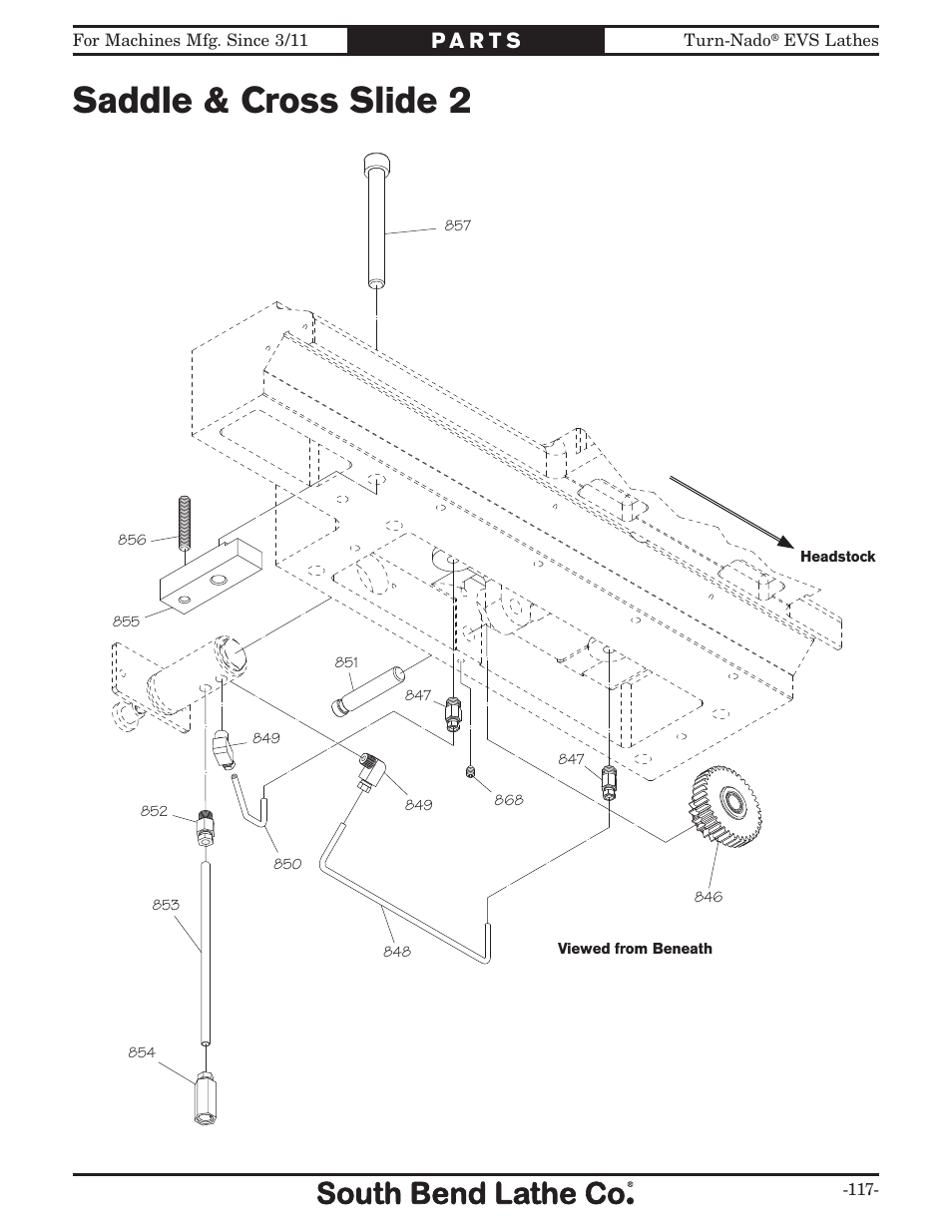 Saddle & cross slide 2 | Southbend Turn-Nado EVS w/DRO SB1042PF User Manual | Page 119 / 140