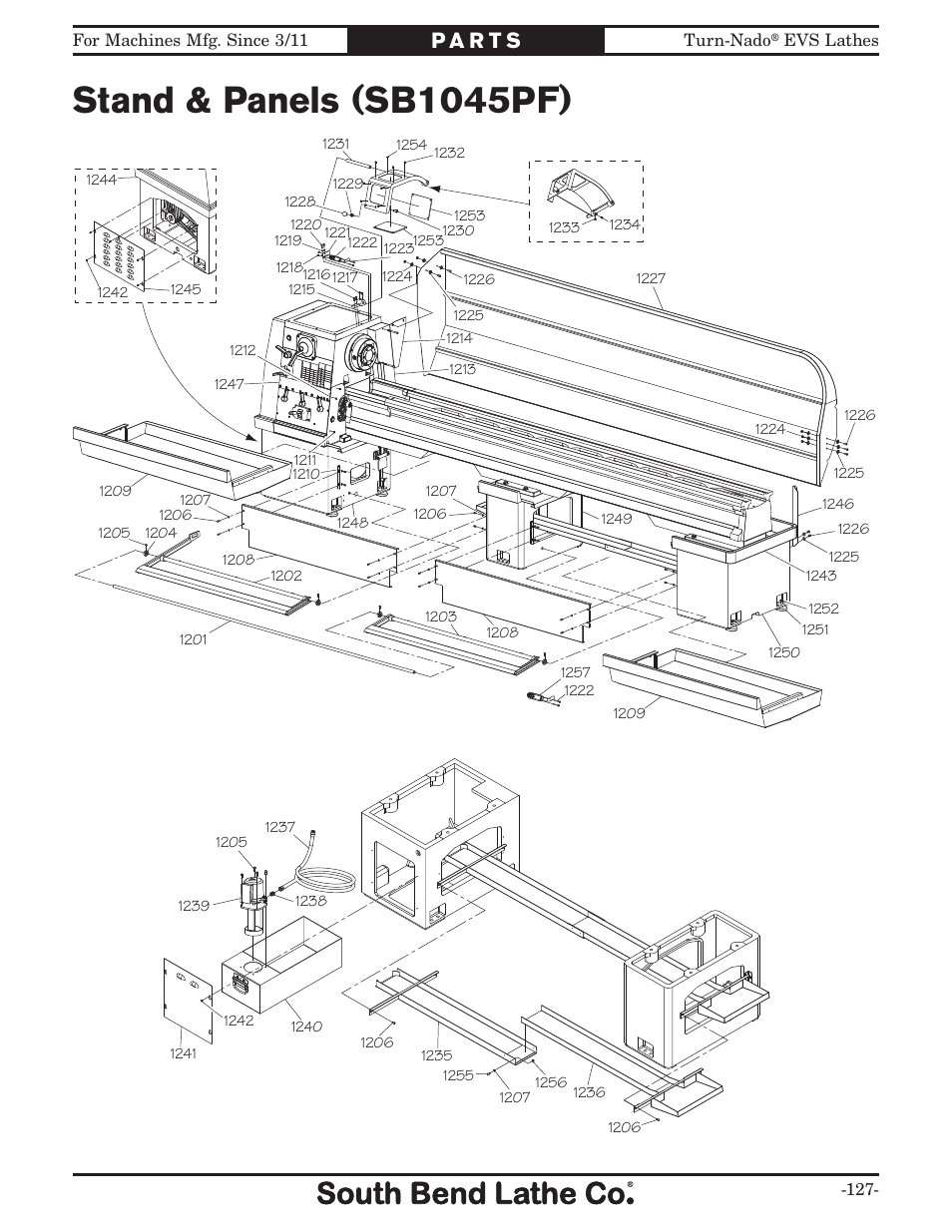 Stand & panels (sb1045pf) | Southbend Turn-Nado EVS w/DRO SB1042PF User Manual | Page 129 / 140