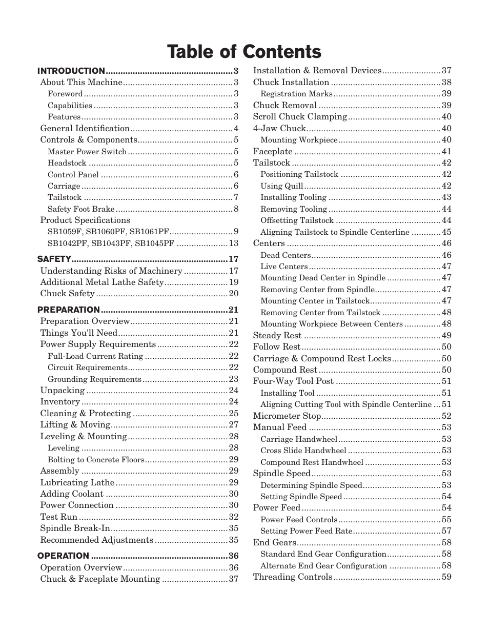 Southbend Turn-Nado EVS w/DRO SB1042PF User Manual | Page 3 / 140