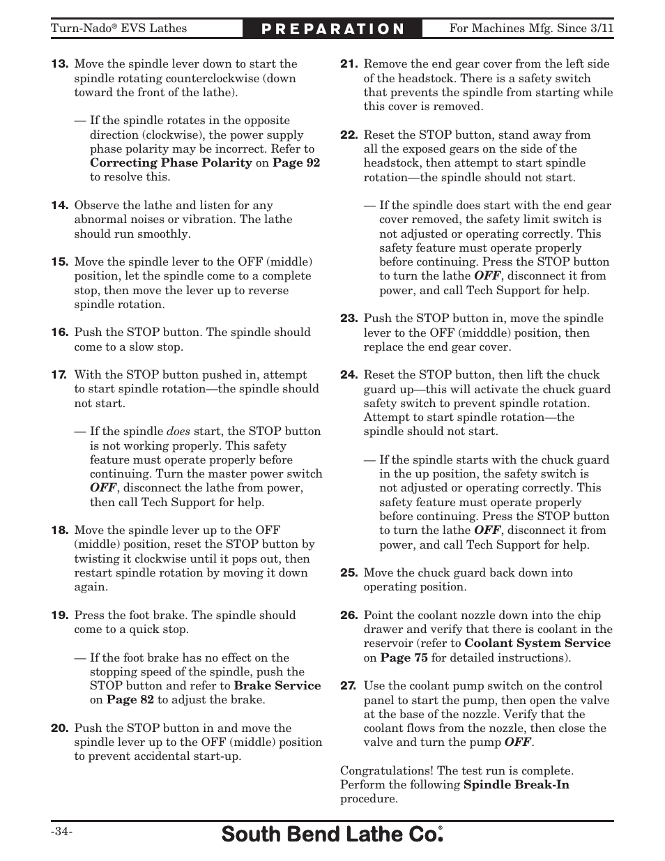 Southbend Turn-Nado EVS w/DRO SB1042PF User Manual | Page 36 / 140