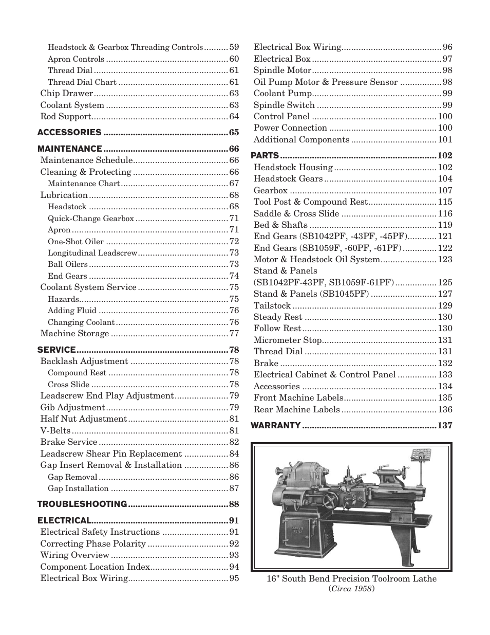 Southbend Turn-Nado EVS w/DRO SB1042PF User Manual | Page 4 / 140