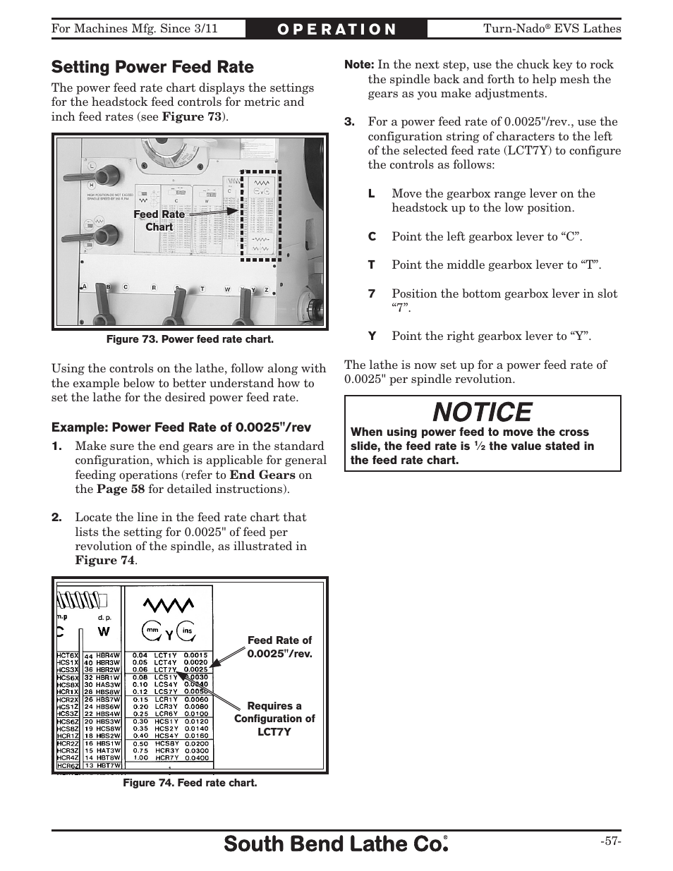 Setting power feed rate | Southbend Turn-Nado EVS w/DRO SB1042PF User Manual | Page 59 / 140