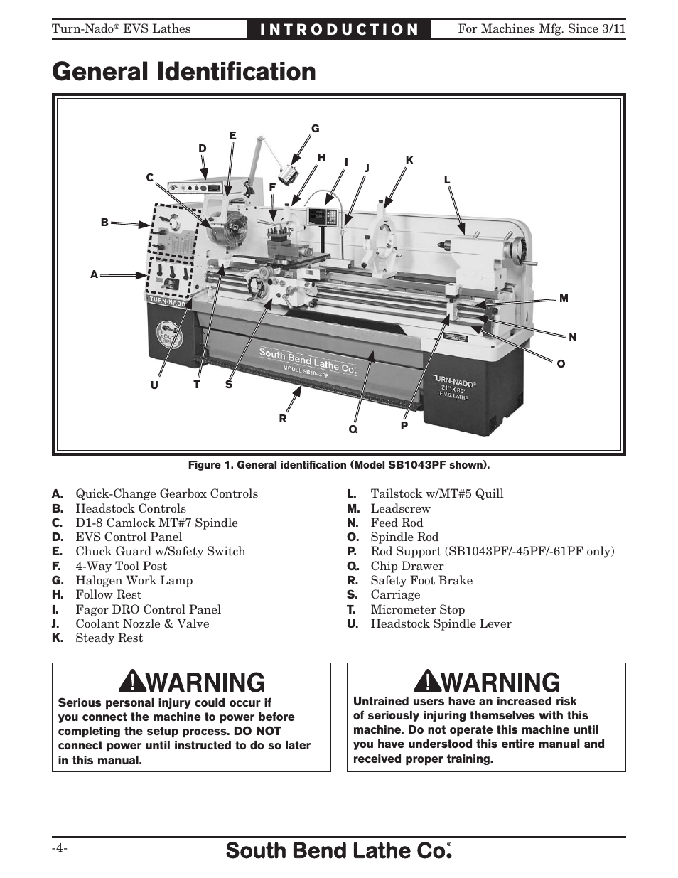 General identiﬁcation | Southbend Turn-Nado EVS w/DRO SB1042PF User Manual | Page 6 / 140