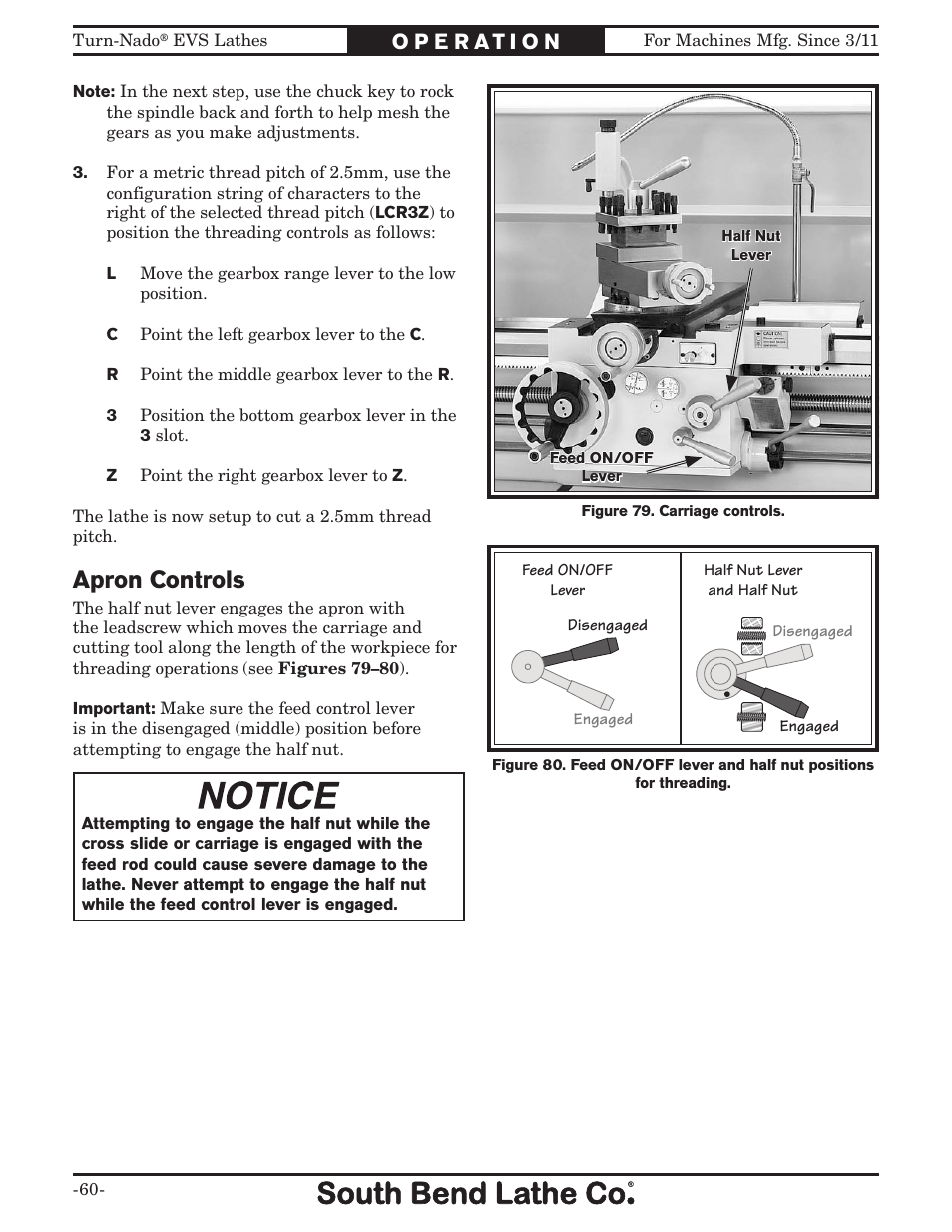 Apron controls | Southbend Turn-Nado EVS w/DRO SB1042PF User Manual | Page 62 / 140