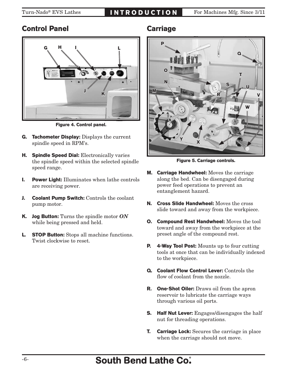 Control panel, Carriage | Southbend Turn-Nado EVS w/DRO SB1042PF User Manual | Page 8 / 140