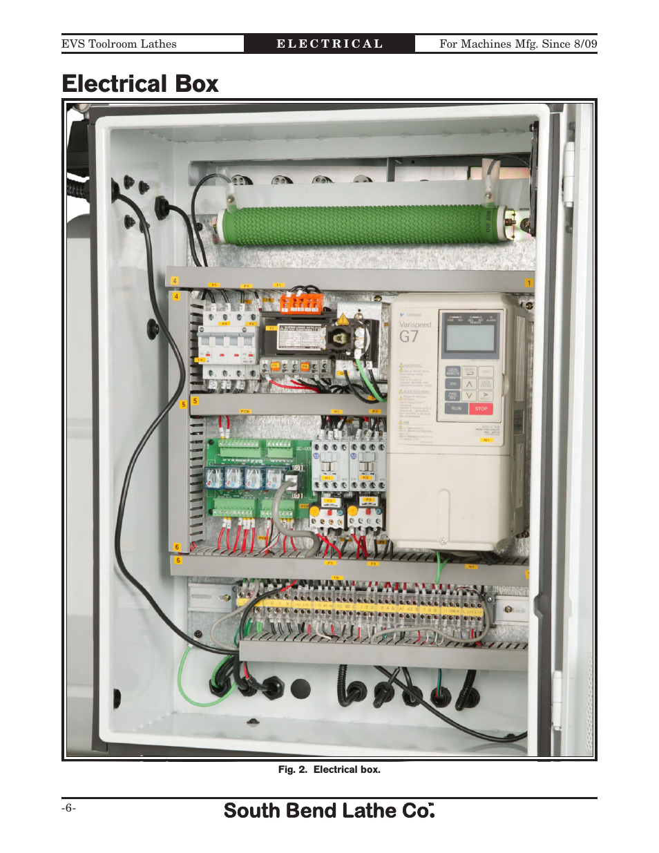 Electrical box | Southbend 16" x 60" Lathe 440V w/ Dro sb1015f User Manual | Page 100 / 148