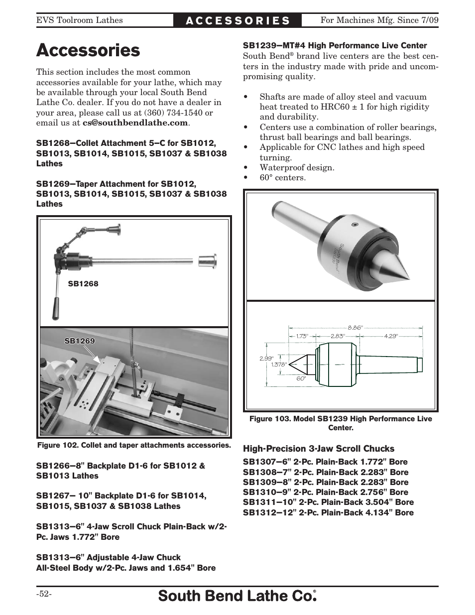 Accessories | Southbend 16" x 60" Lathe 440V w/ Dro sb1015f User Manual | Page 58 / 148