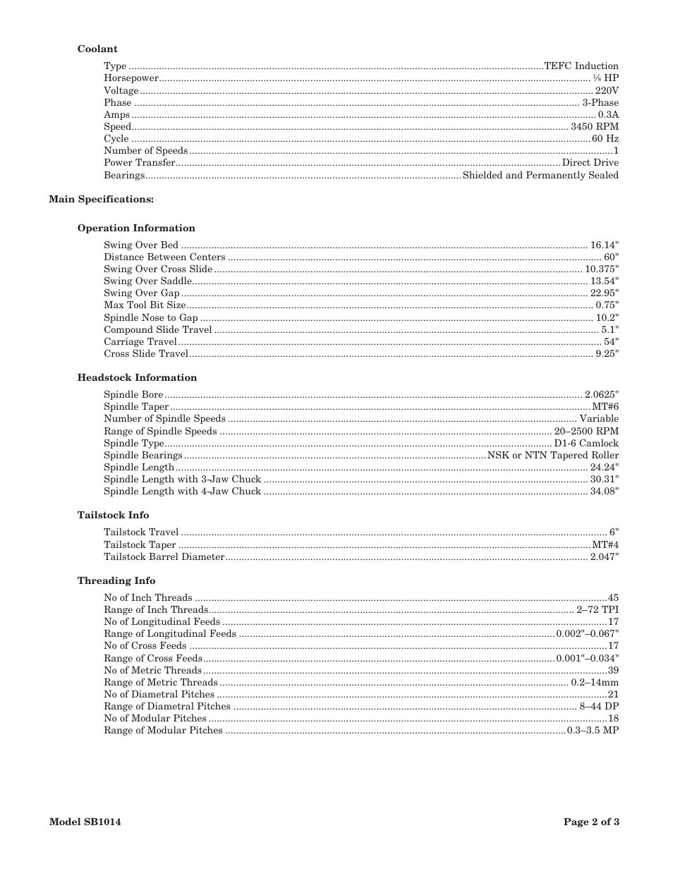 Southbend 16" x 60" Lathe 440V w/ Dro sb1015f User Manual | Page 87 / 148