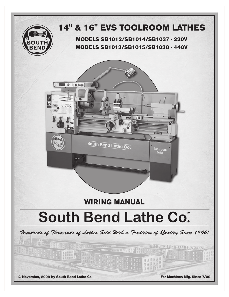 14" & 16" evs toolroom lathes, Wiring manual | Southbend 16" x 60" Lathe 440V w/ Dro sb1015f User Manual | Page 93 / 148