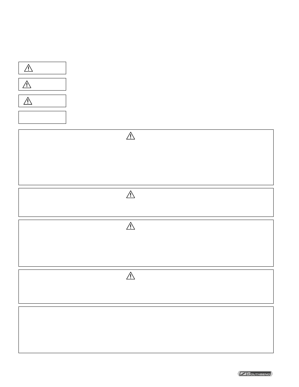 Safety precautions, Danger, Warning | Caution, Notice, Warning fire hazard for your safety, Warning burn hazard, Warning explosion and asphyxiation hazard, Warning electric shock hazard | Southbend P36-CM-PT User Manual | Page 2 / 24