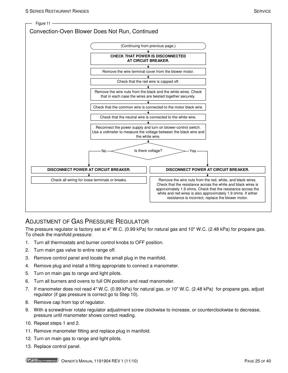 Convection-oven blower does not run, continued | Southbend S36D User Manual | Page 25 / 40