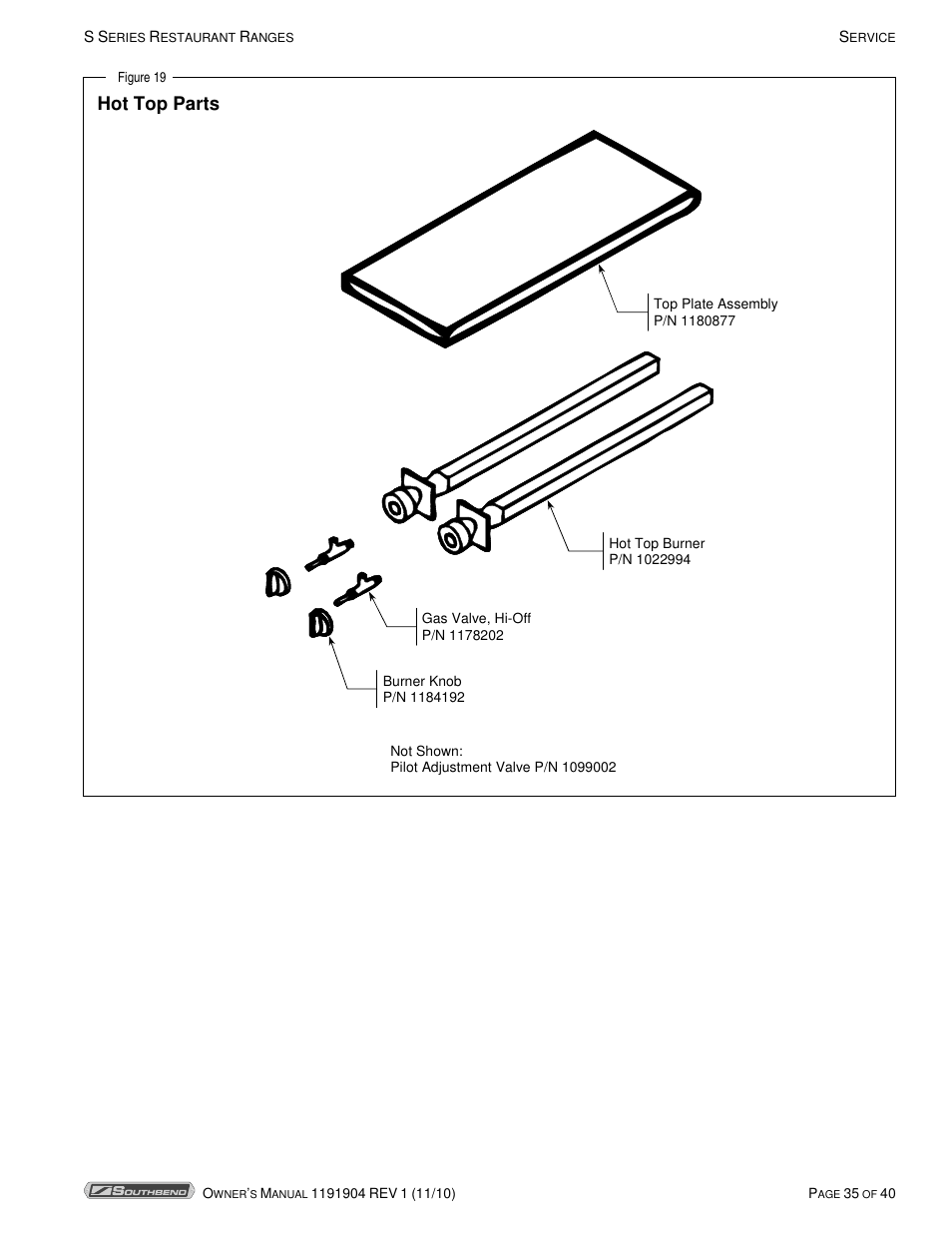 Hot top parts | Southbend S36D User Manual | Page 35 / 40