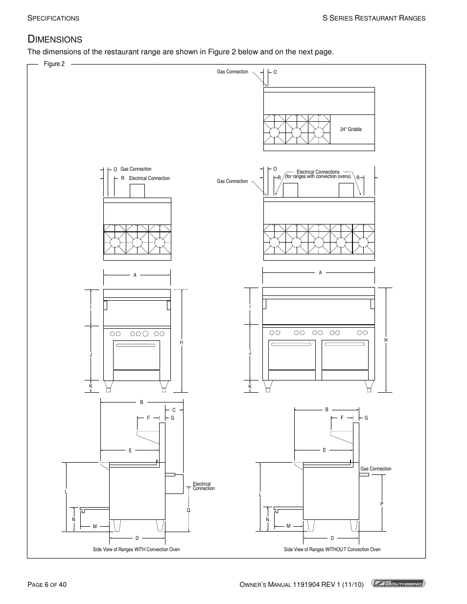 Imensions | Southbend S36D User Manual | Page 6 / 40