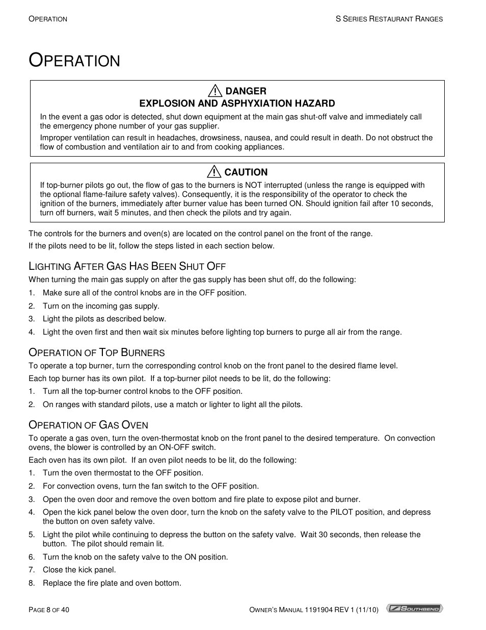 Peration | Southbend S36D User Manual | Page 8 / 40