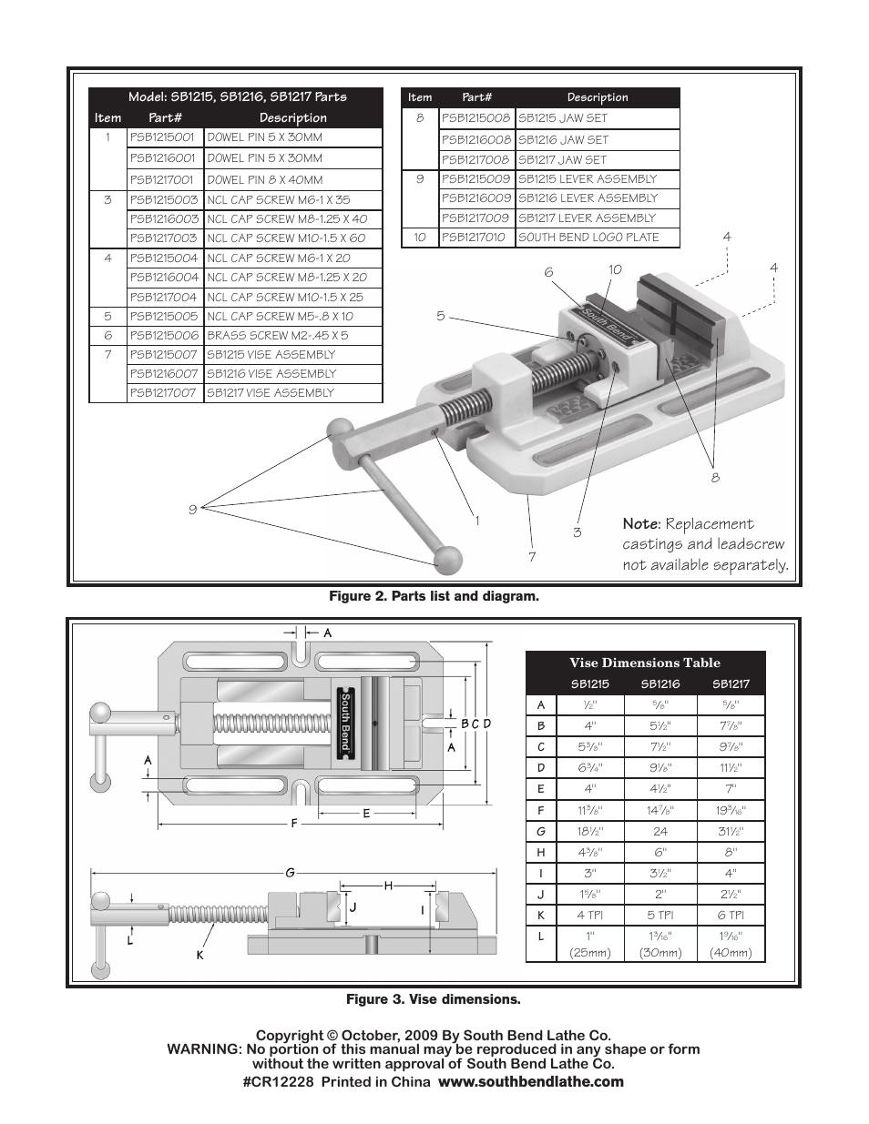 Southbend Precision Press Vise SB1215 User Manual | Page 2 / 2