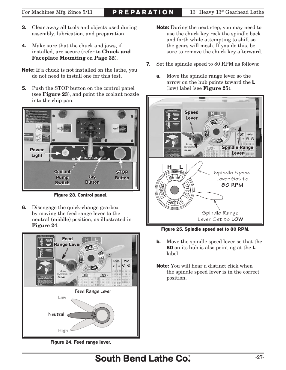 Southbend 13" Heavy 13 Gearhead lathe SB User Manual | Page 29 / 132