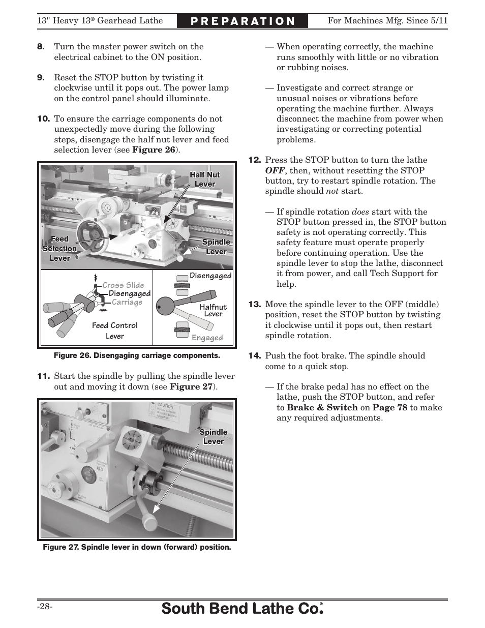 Southbend 13" Heavy 13 Gearhead lathe SB User Manual | Page 30 / 132