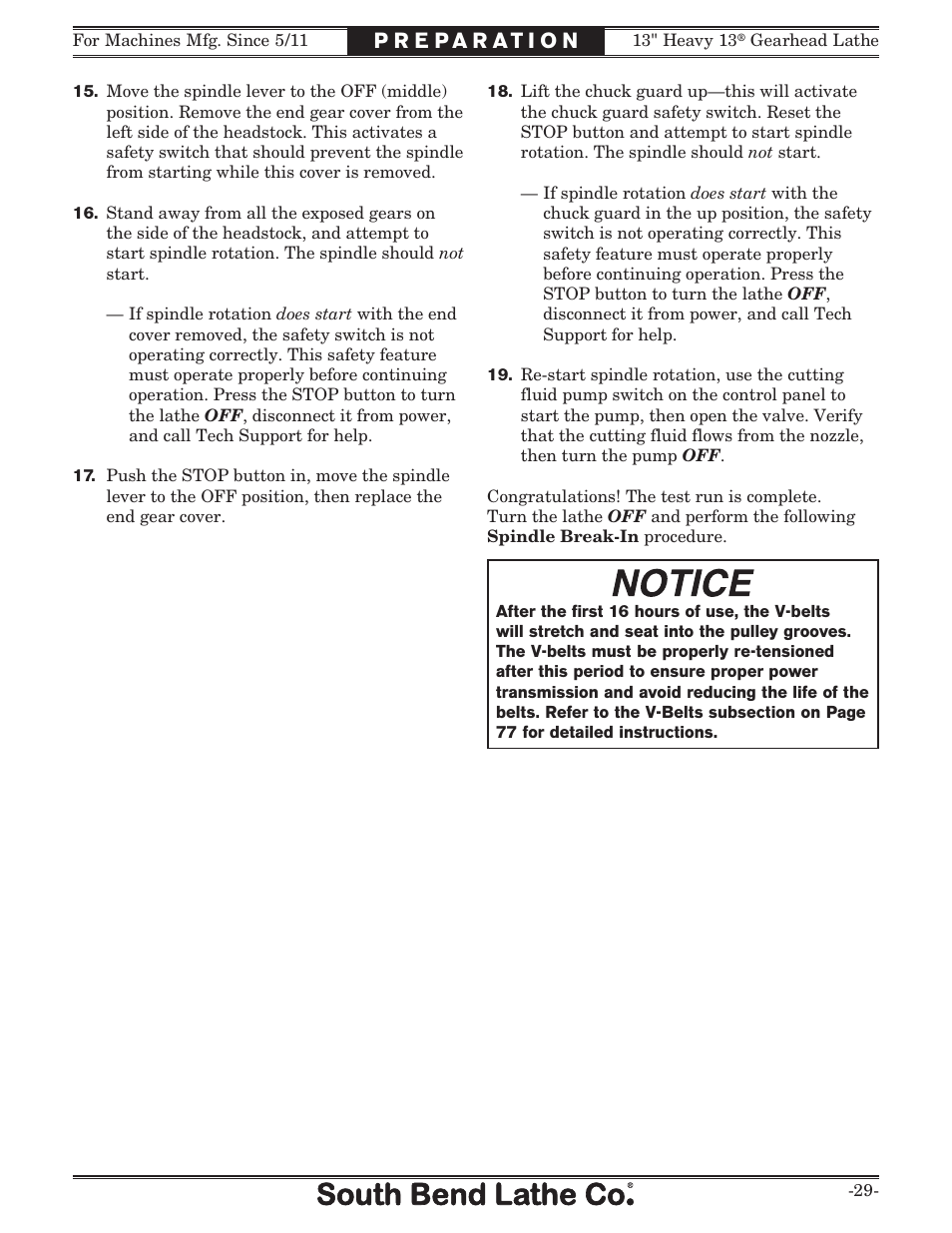 Southbend 13" Heavy 13 Gearhead lathe SB User Manual | Page 31 / 132