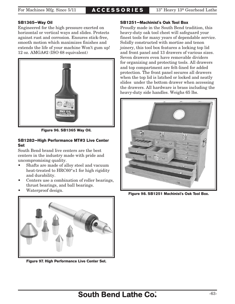 Southbend 13" Heavy 13 Gearhead lathe SB User Manual | Page 65 / 132