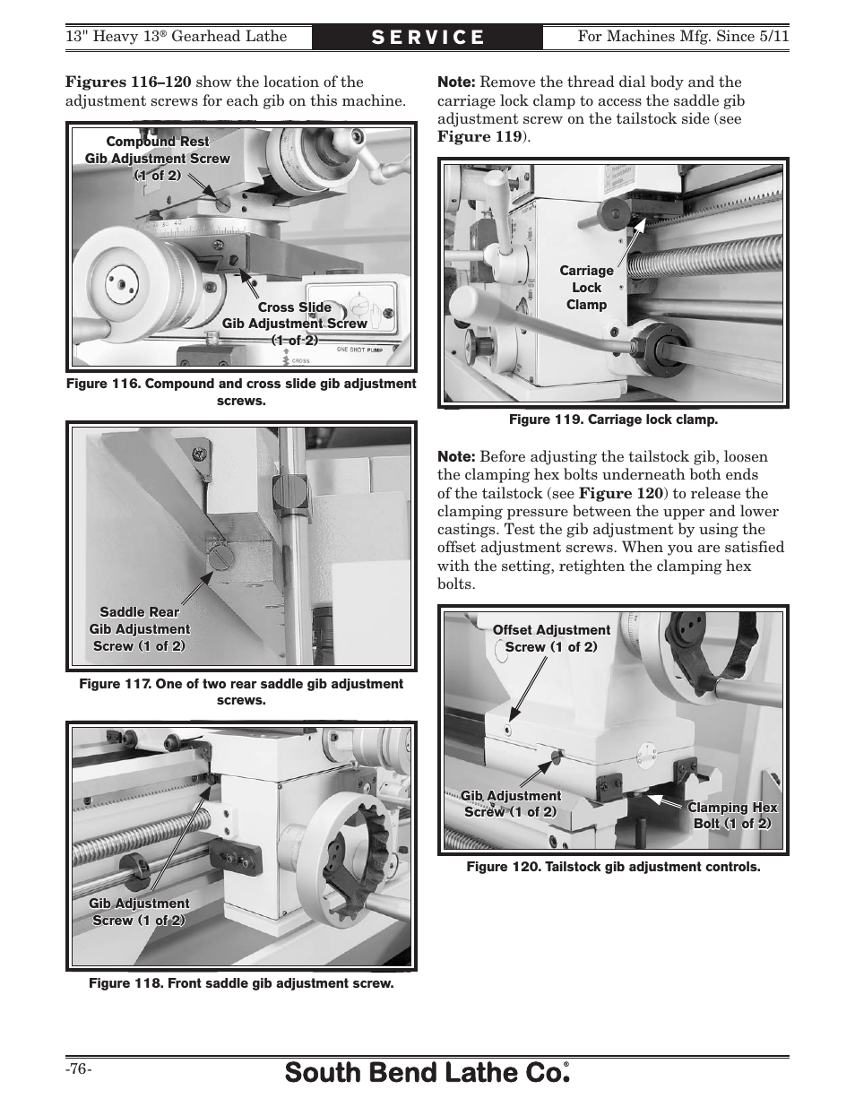 Southbend 13" Heavy 13 Gearhead lathe SB User Manual | Page 78 / 132