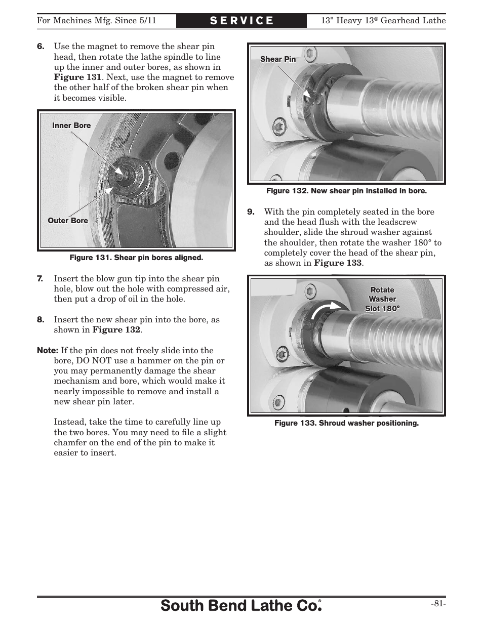 Southbend 13" Heavy 13 Gearhead lathe SB User Manual | Page 83 / 132