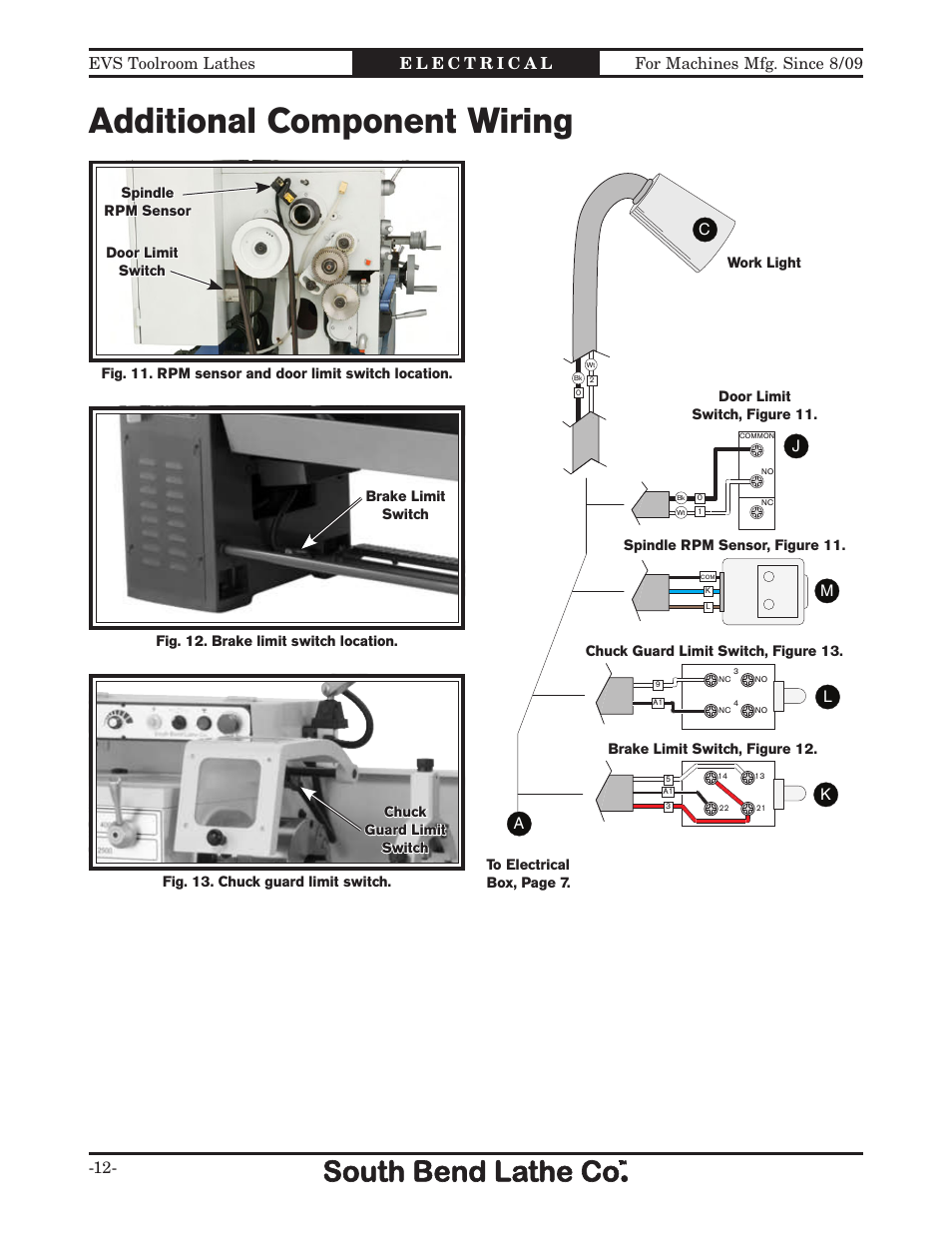 Additional component wiring, Additional com- pontnet, 8? b a | Southbend 16" X 40" LATHE 220V w/DRO SB1037F User Manual | Page 106 / 148