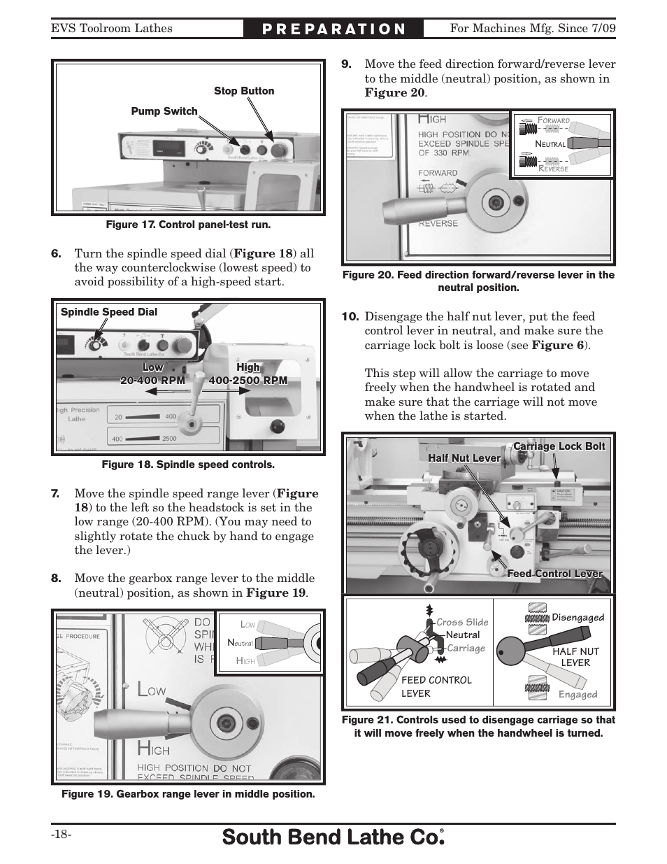 Southbend 16" X 40" LATHE 220V w/DRO SB1037F User Manual | Page 24 / 148