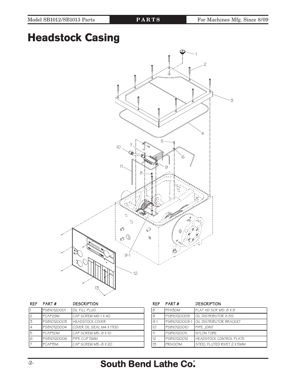 Headstock casing | Southbend SB1014 User Manual | Page 108 / 144