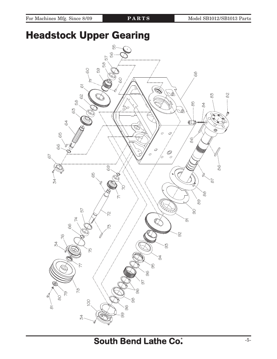 Headstock upper gearing | Southbend SB1014 User Manual | Page 111 / 144