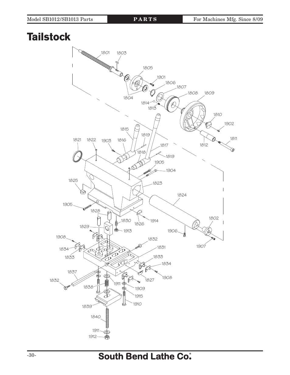 Tailstock | Southbend SB1014 User Manual | Page 136 / 144