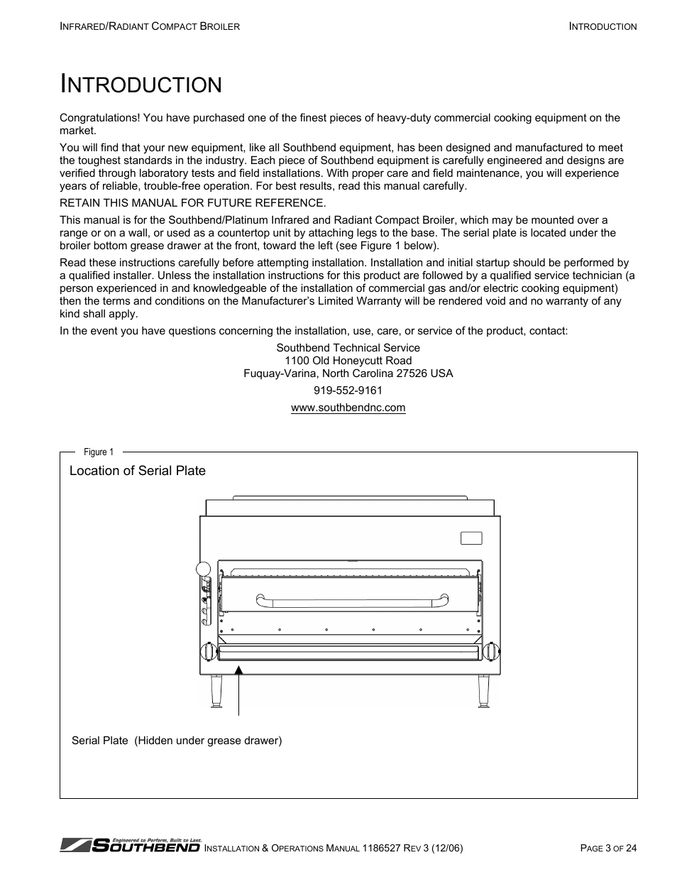 Ntroduction, Location of serial plate | Southbend P32-NFR User Manual | Page 3 / 24