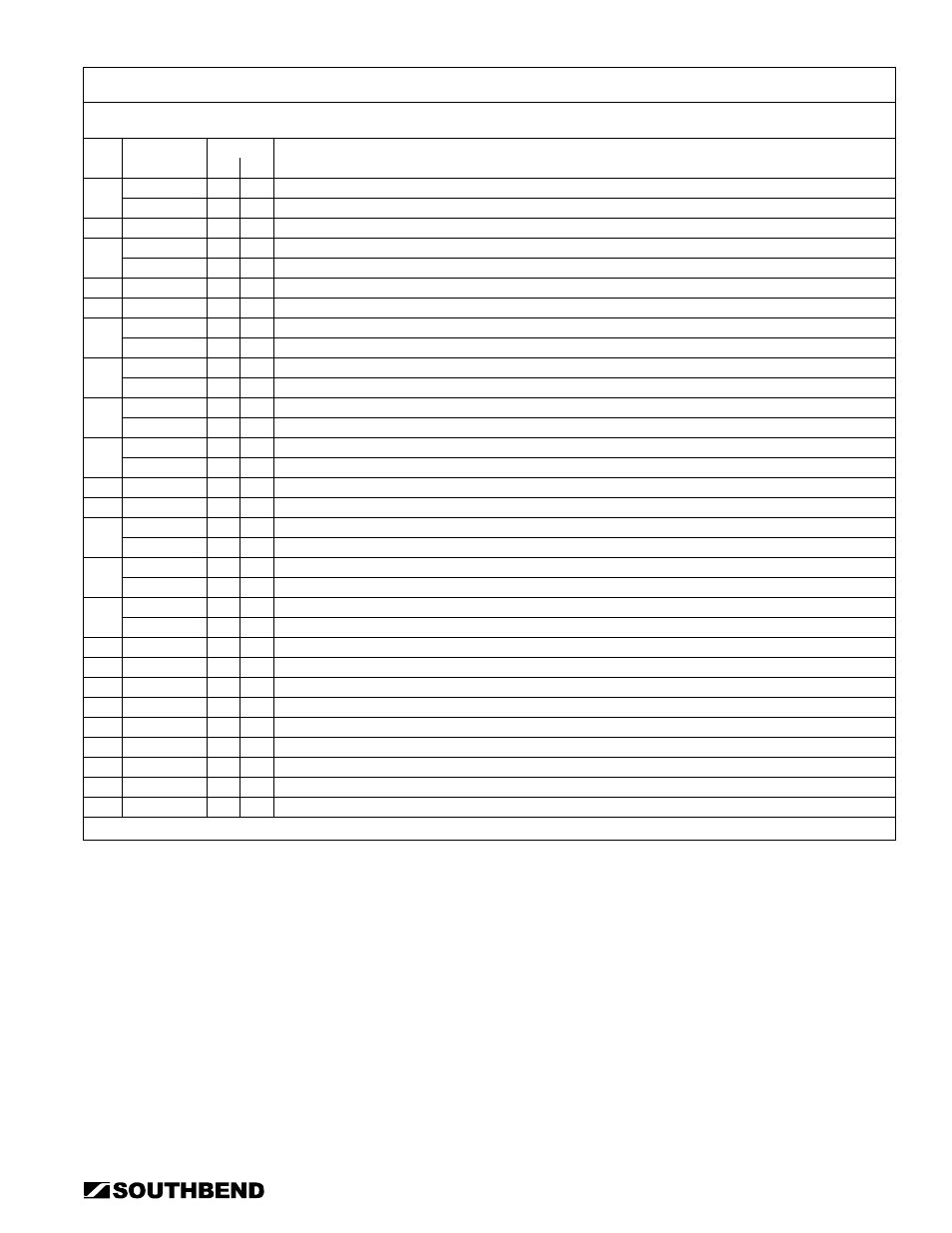 Structural parts | Southbend STRG-5D User Manual | Page 39 / 50