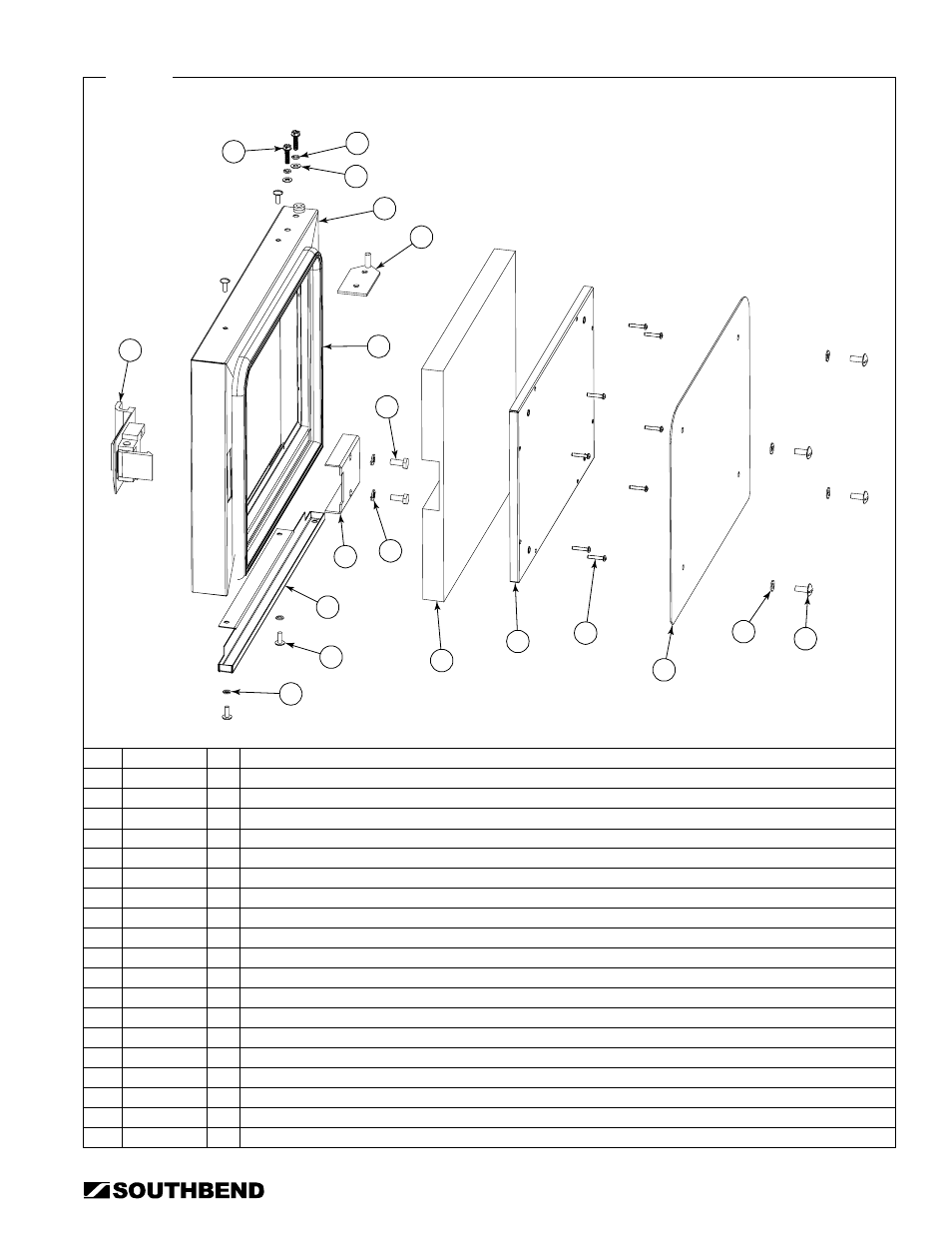 Door assembly parts | Southbend STRG-5D User Manual | Page 41 / 50