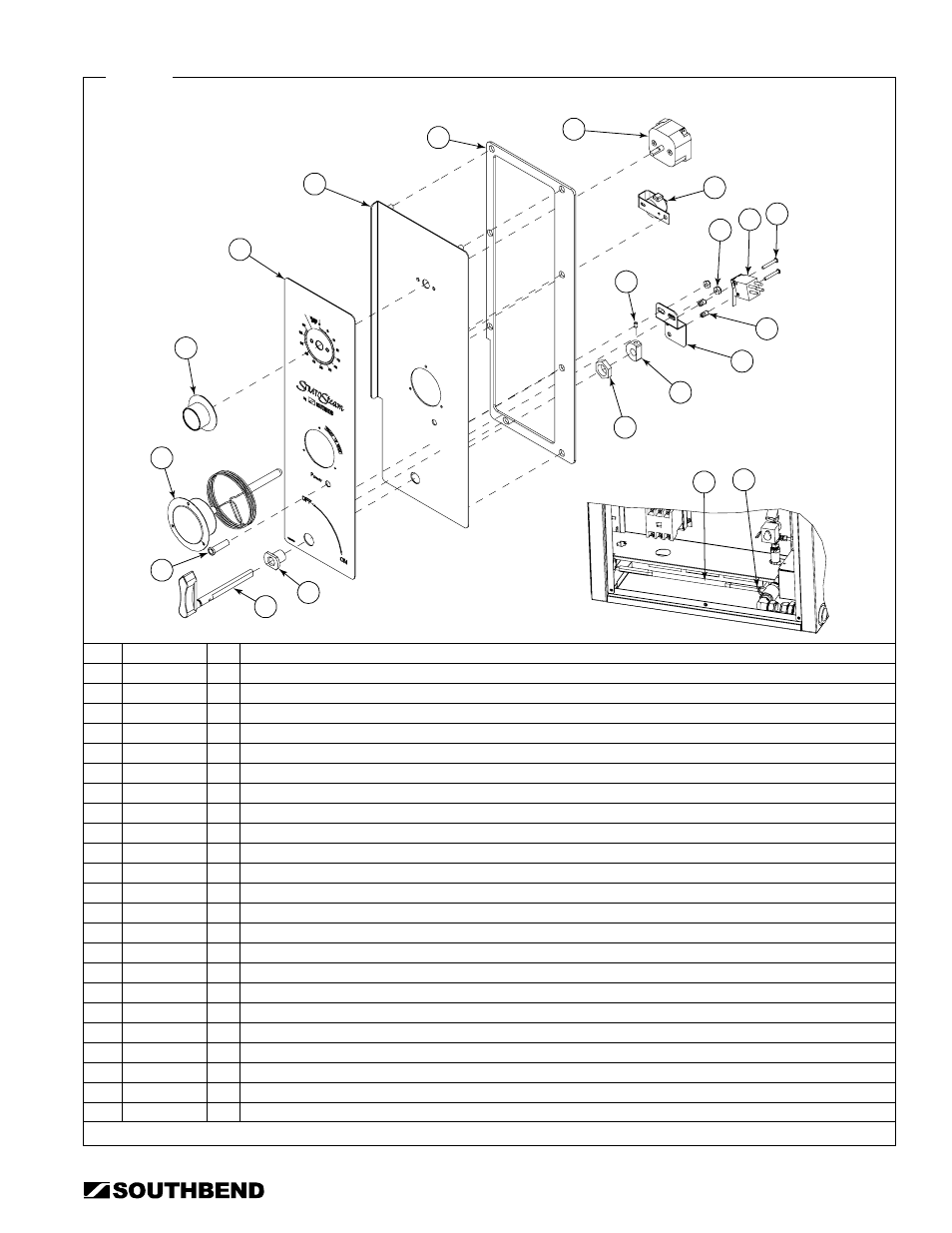 Control panel parts | Southbend STRG-5D User Manual | Page 43 / 50