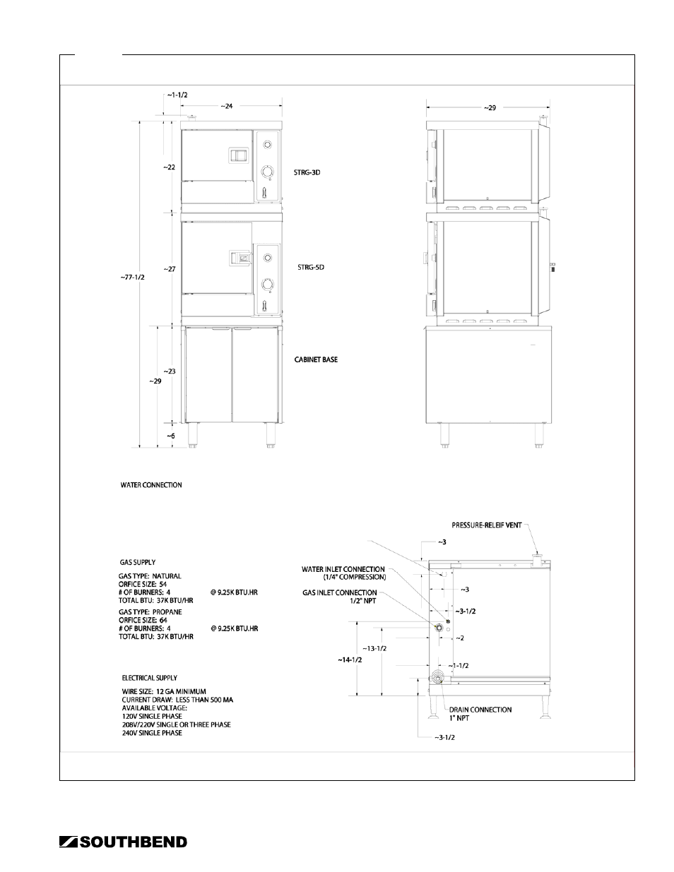 Dimensions | Southbend STRG-5D User Manual | Page 5 / 50