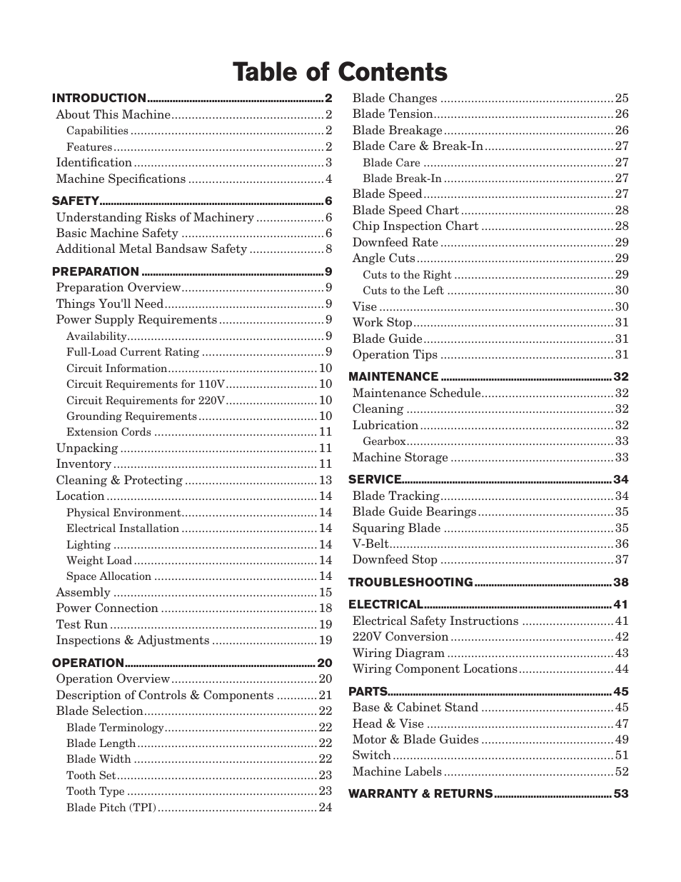 Southbend Swivel Mast Bandsaw sb1018 User Manual | Page 3 / 56