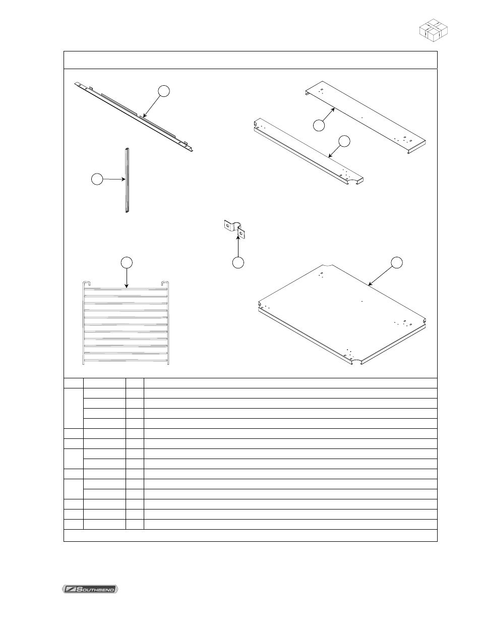 Arts, Storage rack parts | Southbend Marathoner User Manual | Page 69 / 76