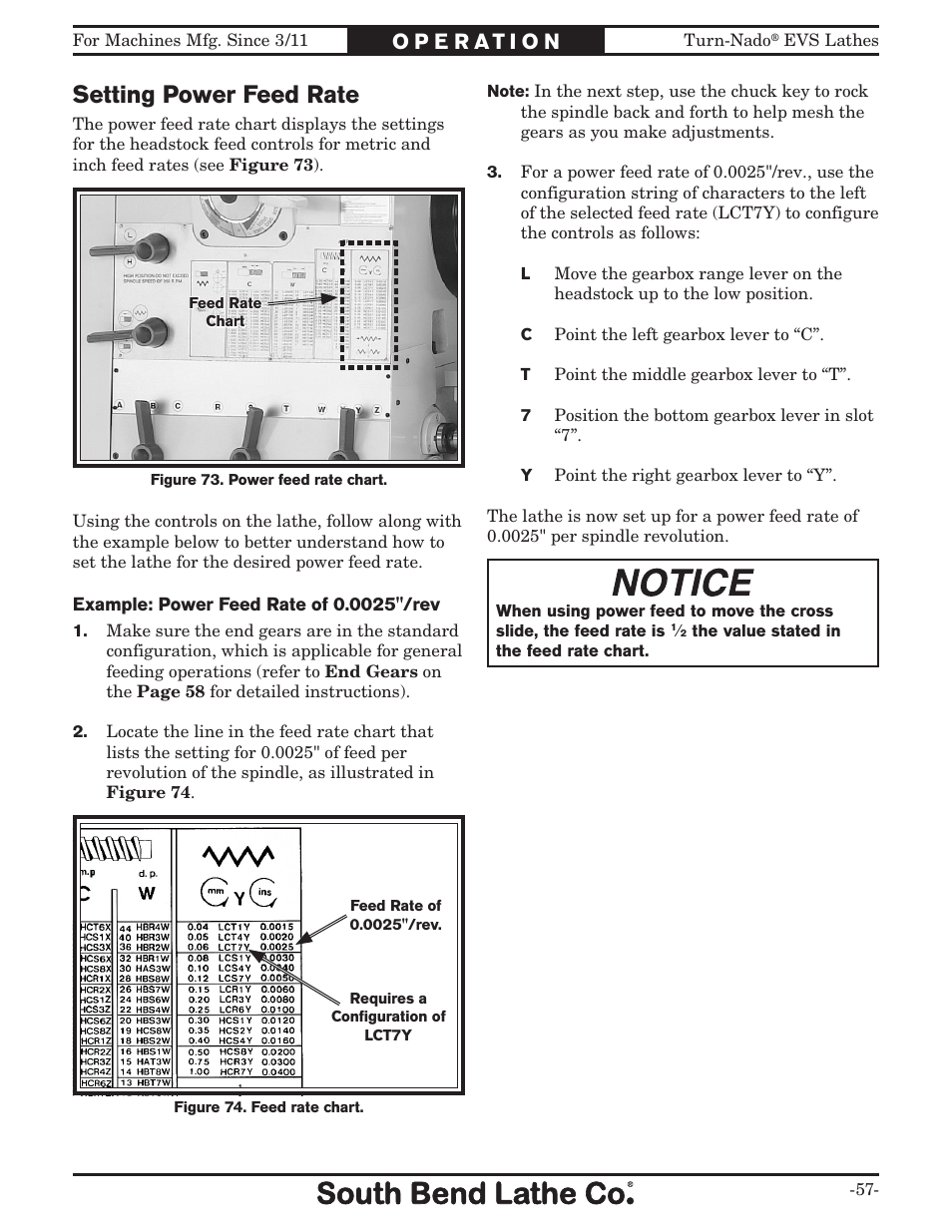 Setting power feed rate | Southbend South Bend SB1042PF User Manual | Page 59 / 140