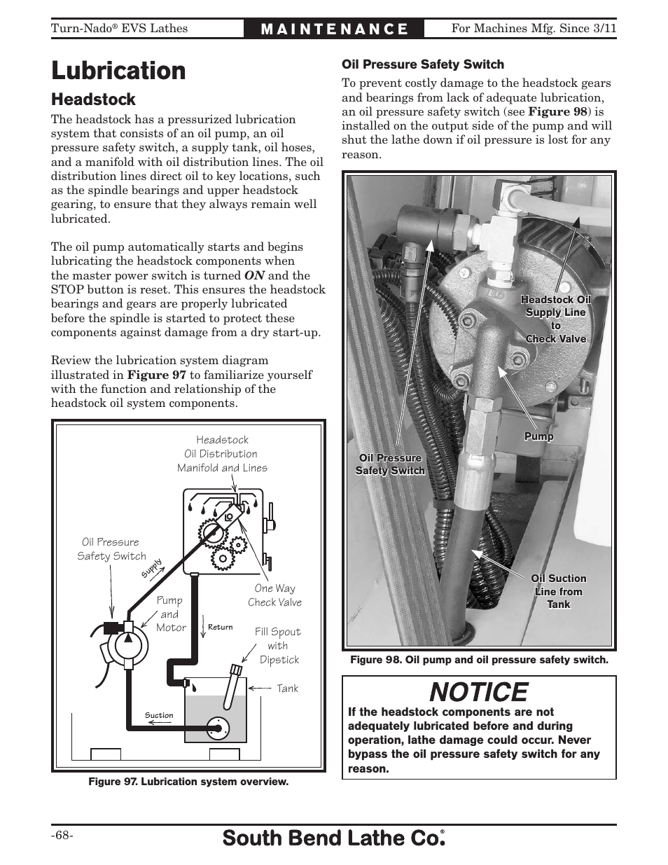 Lubrication, Headstock | Southbend South Bend SB1042PF User Manual | Page 70 / 140