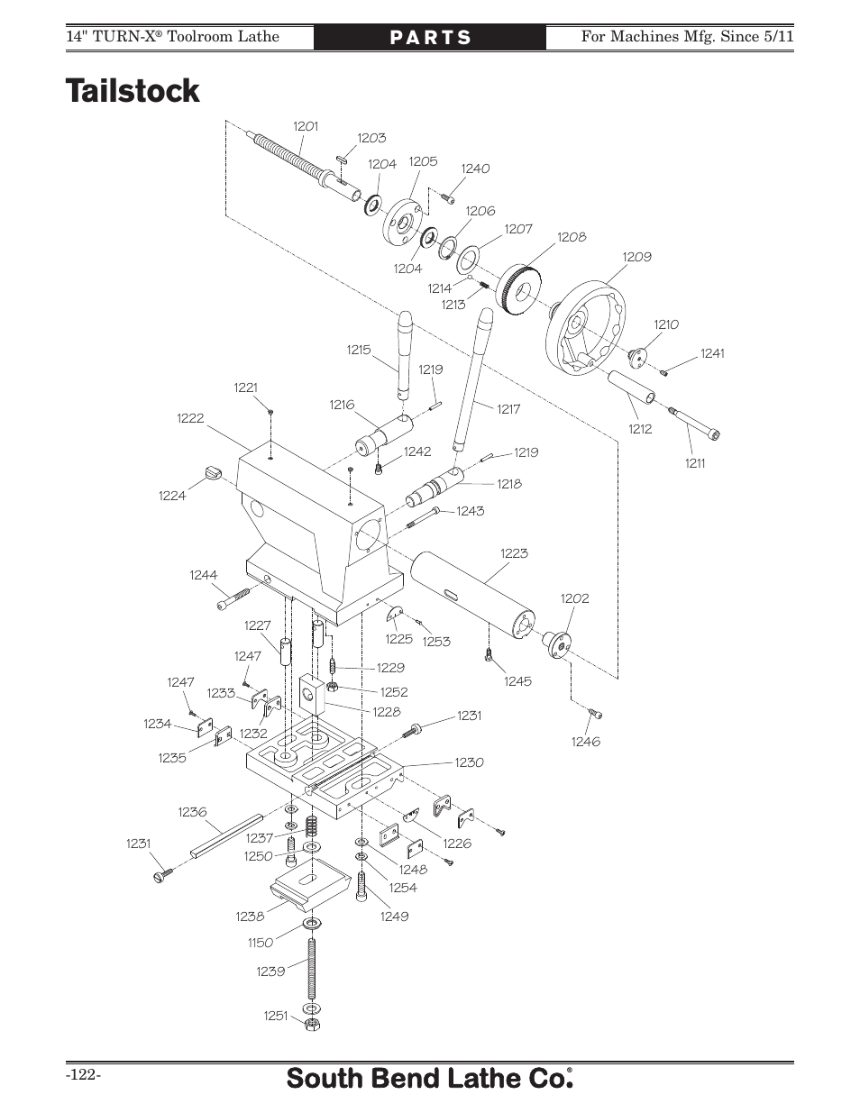 Tailstock | Southbend 14" Turn-X Toolroom Lathe 14"x 40" sb1039 User Manual | Page 124 / 132