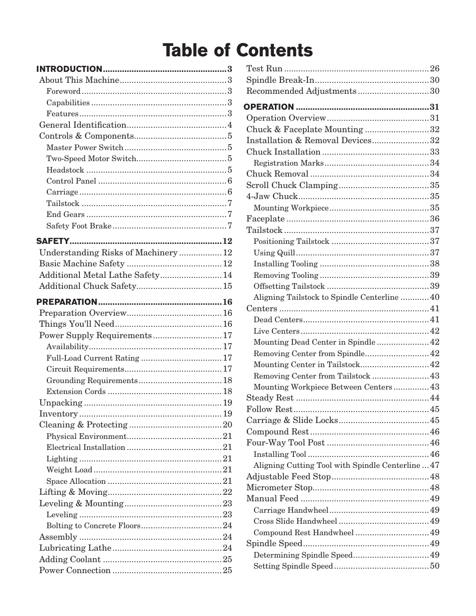 Southbend 14" Turn-X Toolroom Lathe 14"x 40" sb1039 User Manual | Page 3 / 132