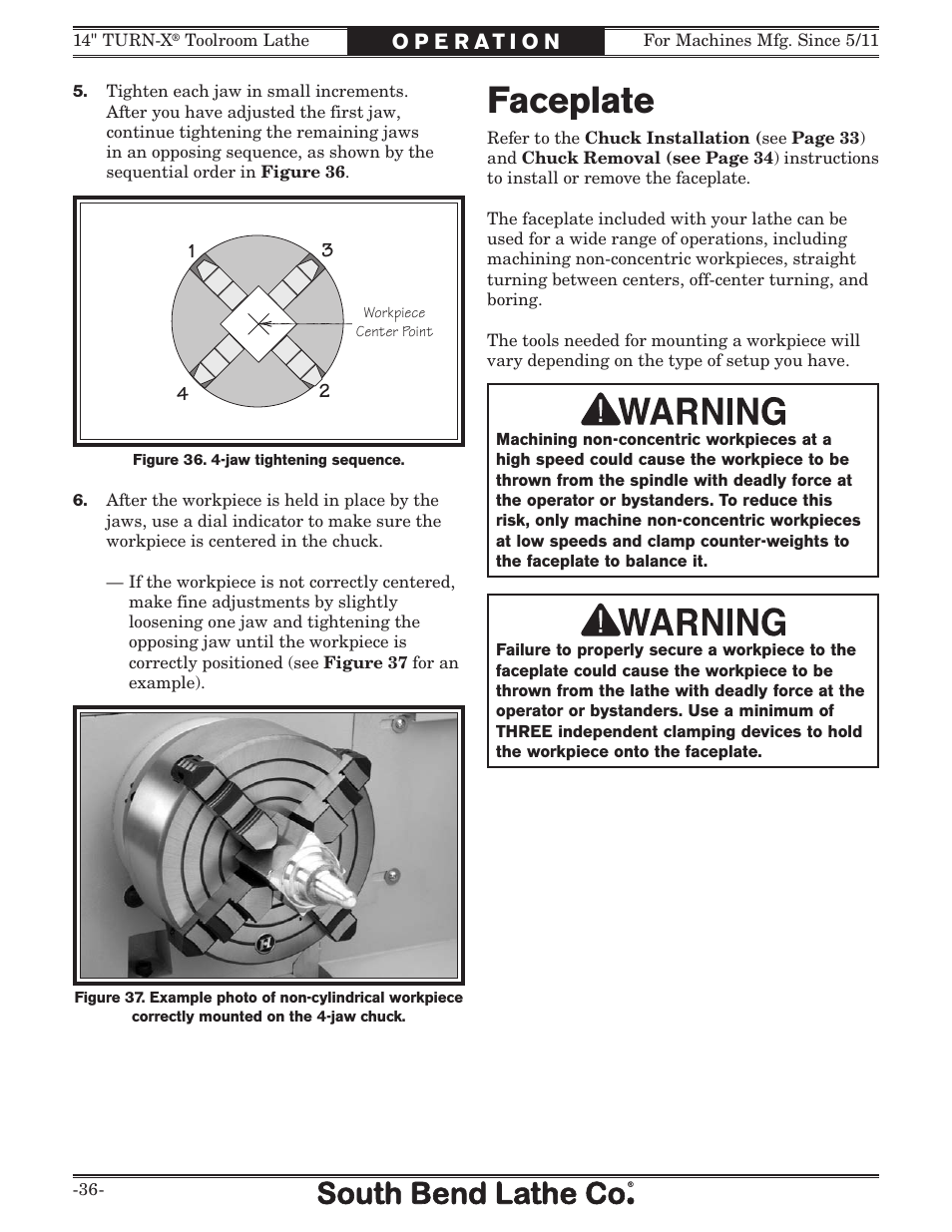 Faceplate | Southbend 14" Turn-X Toolroom Lathe 14"x 40" sb1039 User Manual | Page 38 / 132
