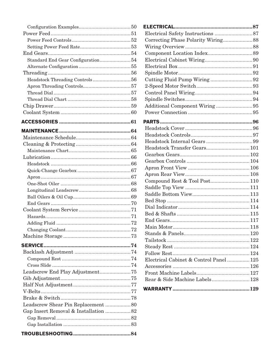 Southbend 14" Turn-X Toolroom Lathe 14"x 40" sb1039 User Manual | Page 4 / 132