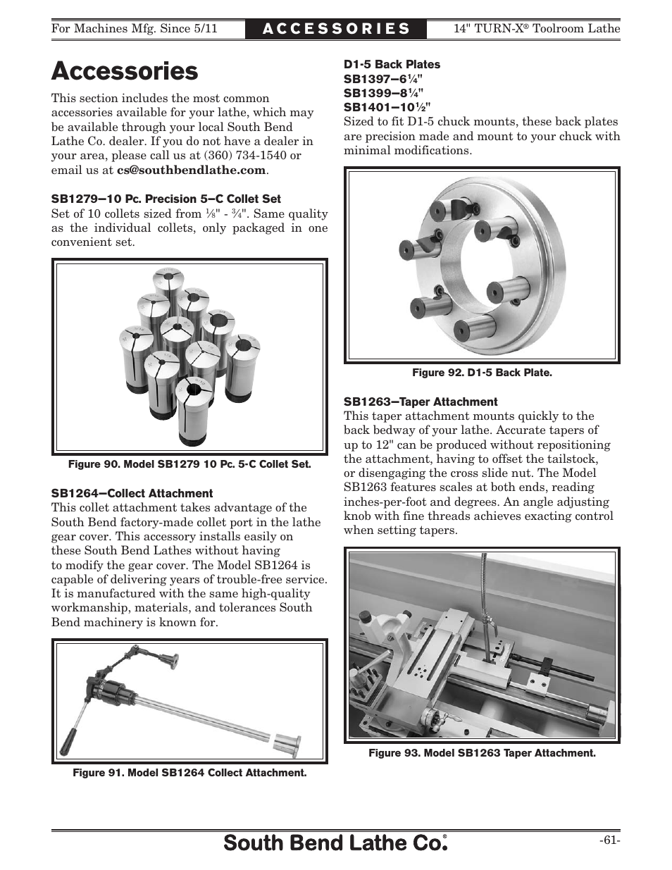 Accessories | Southbend 14" Turn-X Toolroom Lathe 14"x 40" sb1039 User Manual | Page 63 / 132