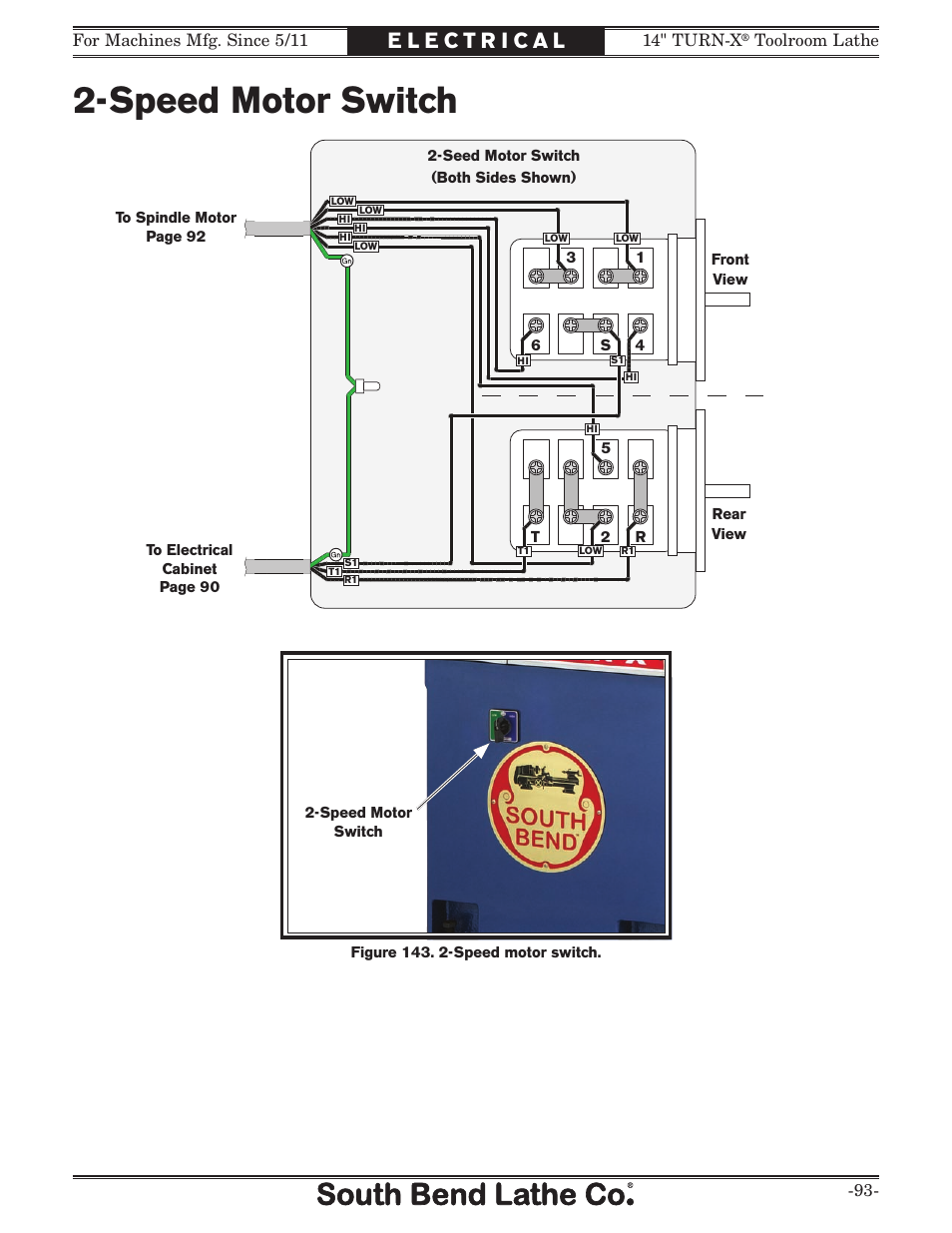 Speed motor switch | Southbend 14" Turn-X Toolroom Lathe 14"x 40" sb1039 User Manual | Page 95 / 132