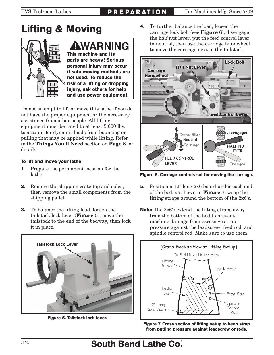 Lifting & moving | Southbend EVS Toolroom s SB1012 User Manual | Page 14 / 144