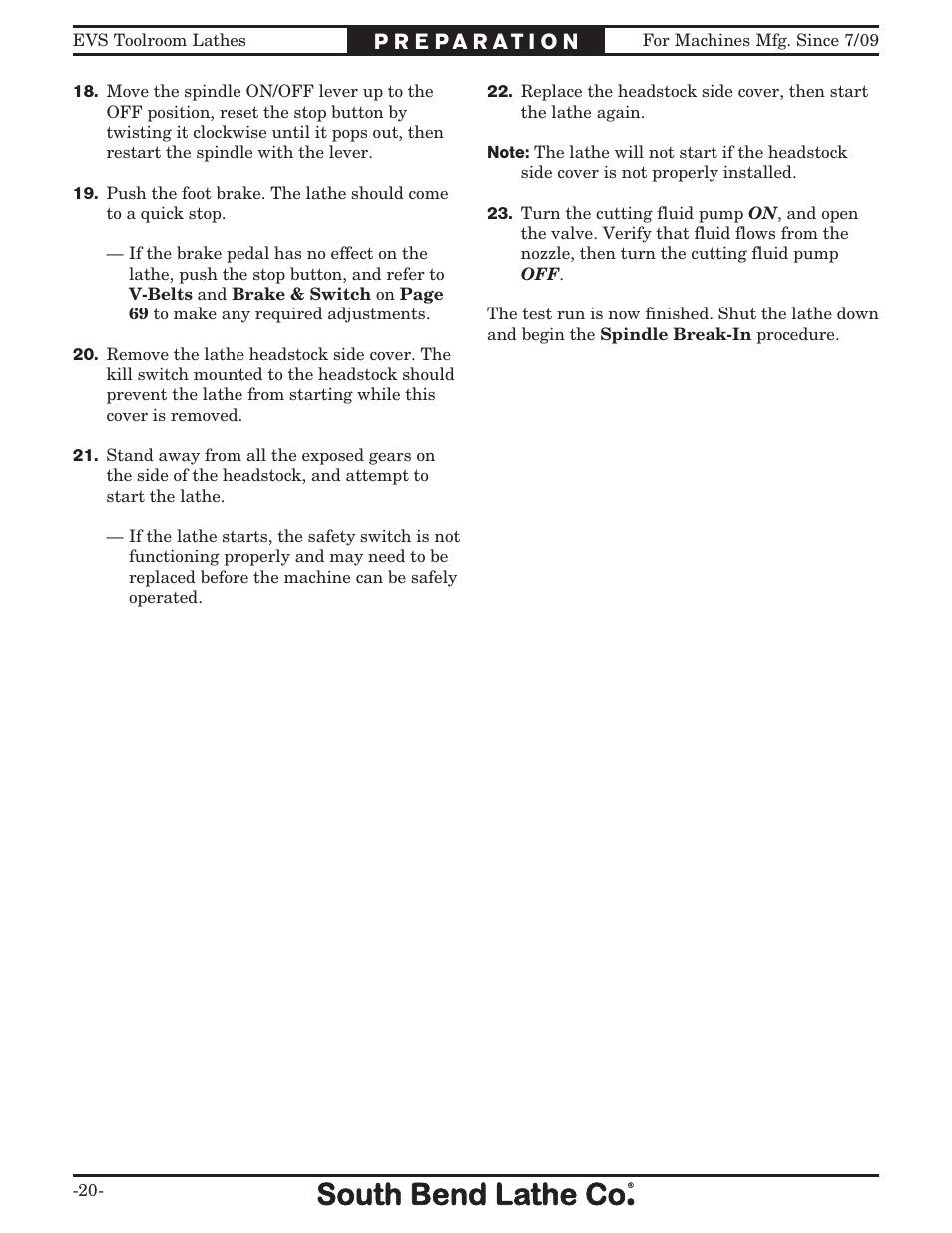 Southbend EVS Toolroom s SB1012 User Manual | Page 22 / 144