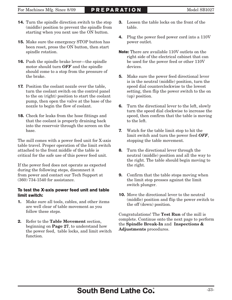 Southbend South Bend SB1027 User Manual | Page 25 / 84