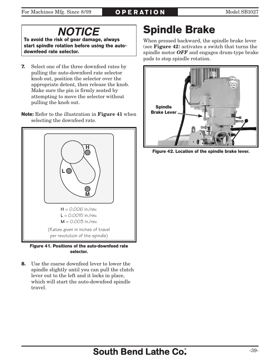 Spindle brake | Southbend South Bend SB1027 User Manual | Page 41 / 84